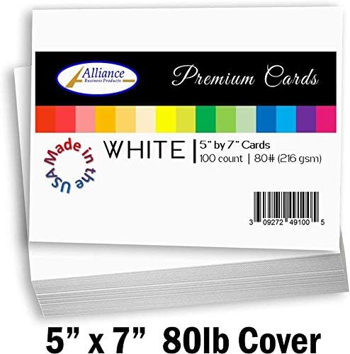 White Cardstock 5 x 7 เฮฟวี่เวท | 80lb 216gsm Cardstock Sheets | ปริมาณ 100 แผ่น | เหมาะสำหรับการทำการ์ดคำเชิญโครงการศิลปะ